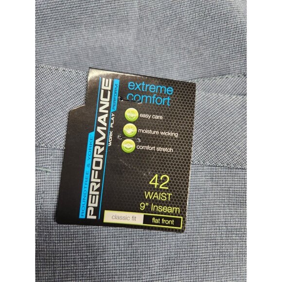 Roundtree & Yorke Mens Performance Shorts 42 Waist Classic Fit Flat Front Blue - Picture 4 of 7